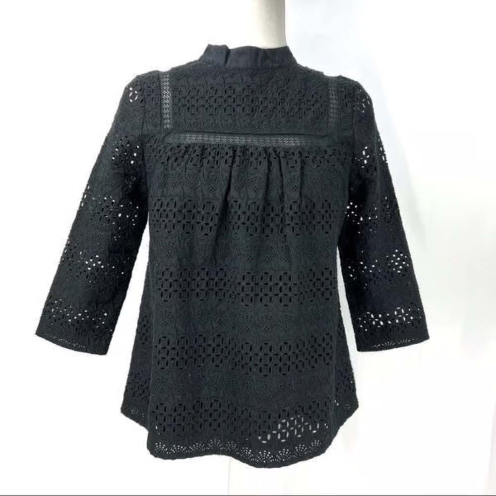 Vineyard Vines NWT Mock Neck Eyelet top black 12 Holiday